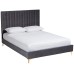 Serrano Gray Velvet Fabric Tufted Platform Bed
