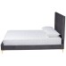 Serrano Gray Velvet Fabric Tufted Platform Bed