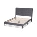 Gothard Gray Velvet Fabric Tufted Platform Bed