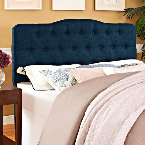 Annabel Navy Button-Tufted Fabric Headboard