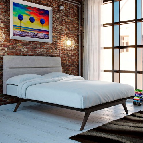 Addison Gray Fabric Black Platform Bed