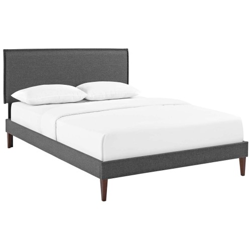 Amaris Gray Polyester Fabric Platform Queen Bed